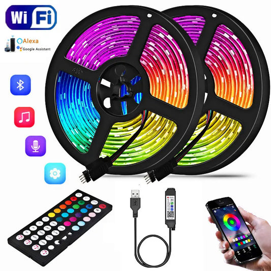 5V USB Led Strip Light RGB 5050 Led Tape Bluetooth Wifi App Control Flexible Ribbon Diode Tape for TV Backlight Room Decoration