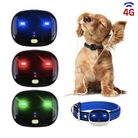 4G Pet Gps Tracker Mini Locator Cat Dog Led Light Gps Collar Tracker Voice Monitor Two-way Voice Communication Waterproof Device